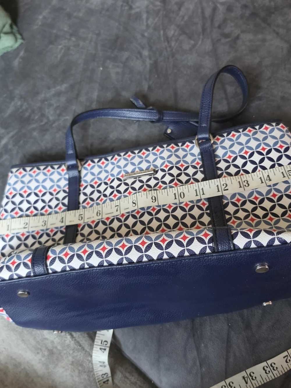 Dana Buchman Navy Geometric Canvas Tote Bag